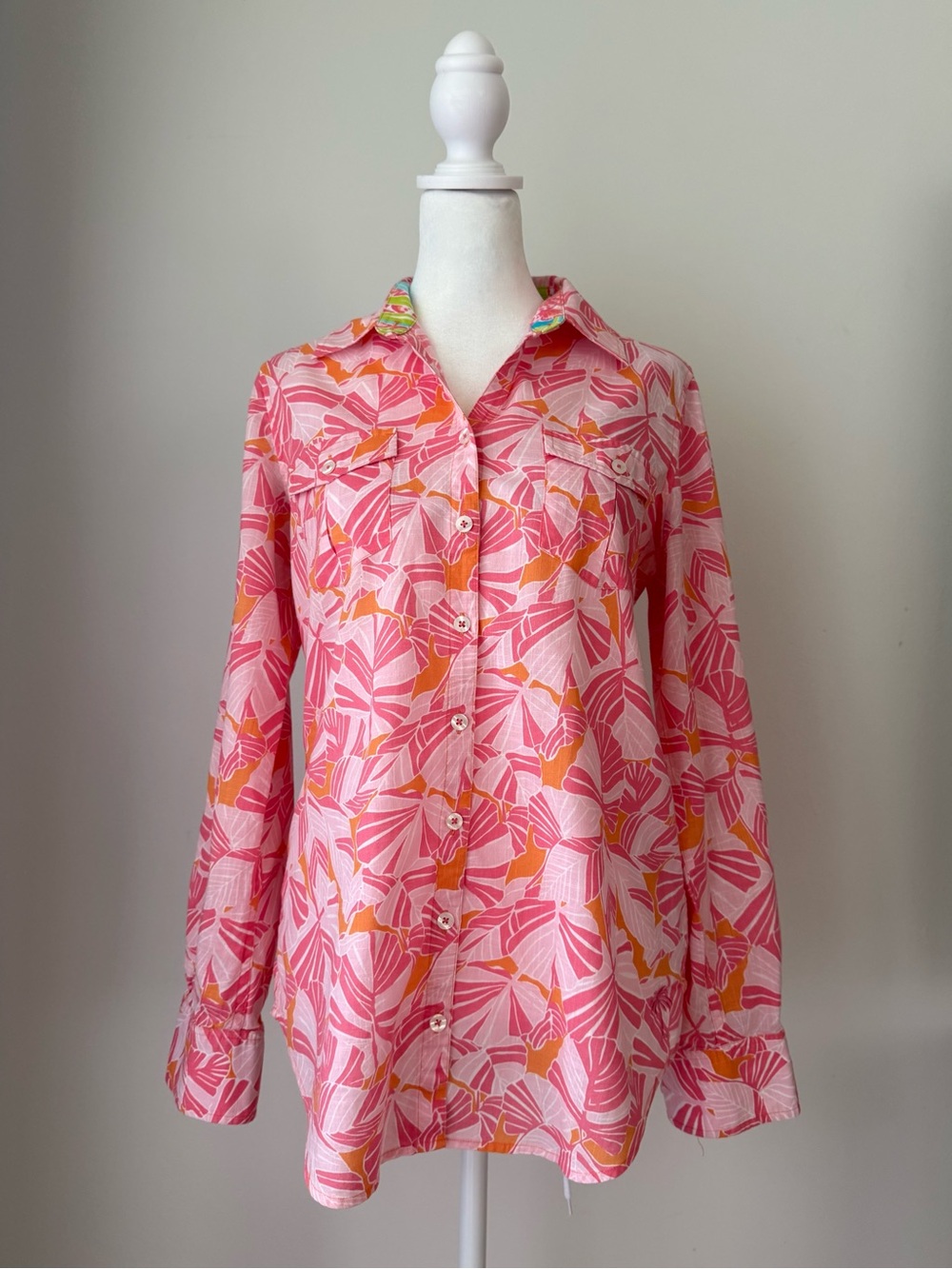 Lilly Pulitzer Pink and Orange Floral Button-Down Shirt XS